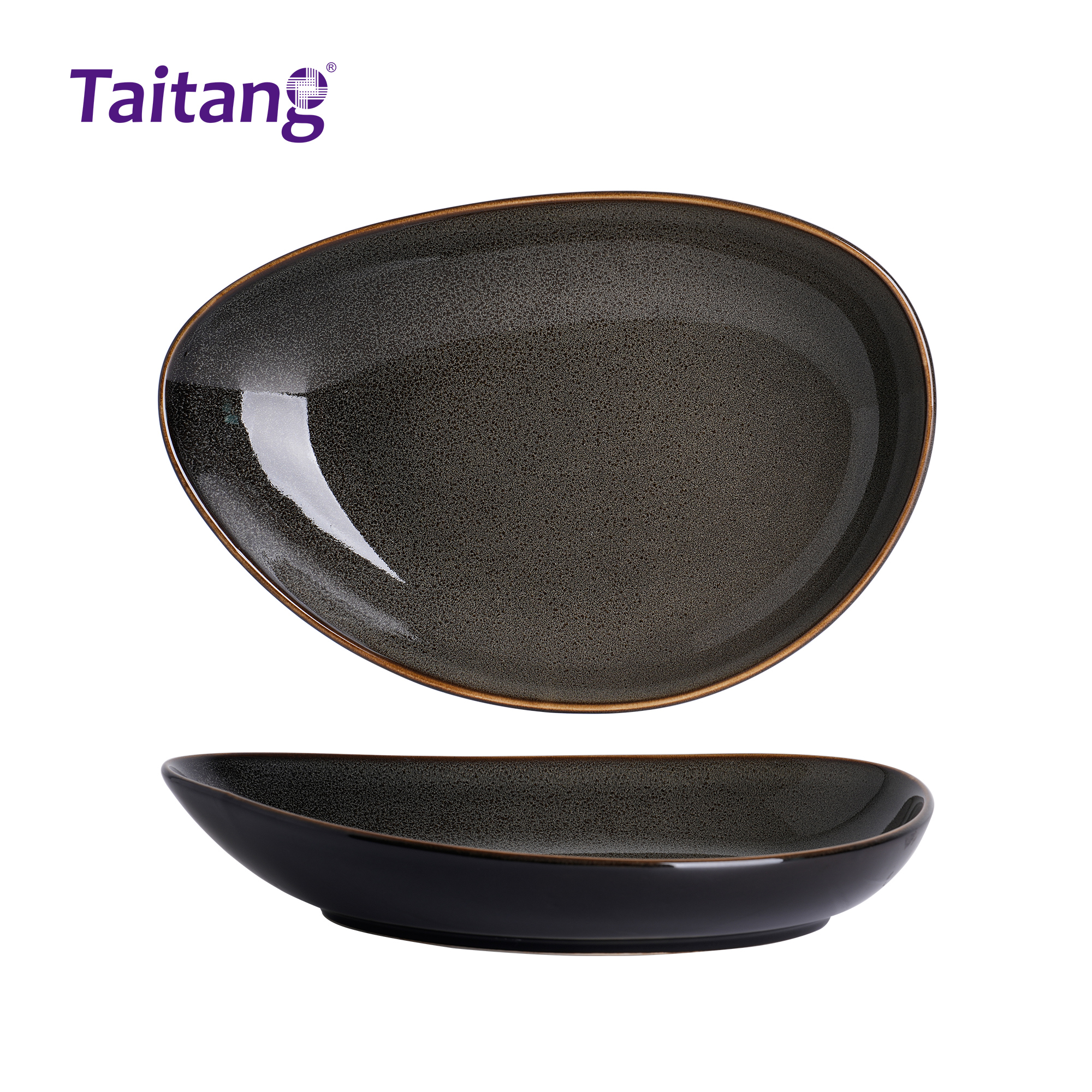 色釉窑变陶瓷餐具-10"长三角深盘