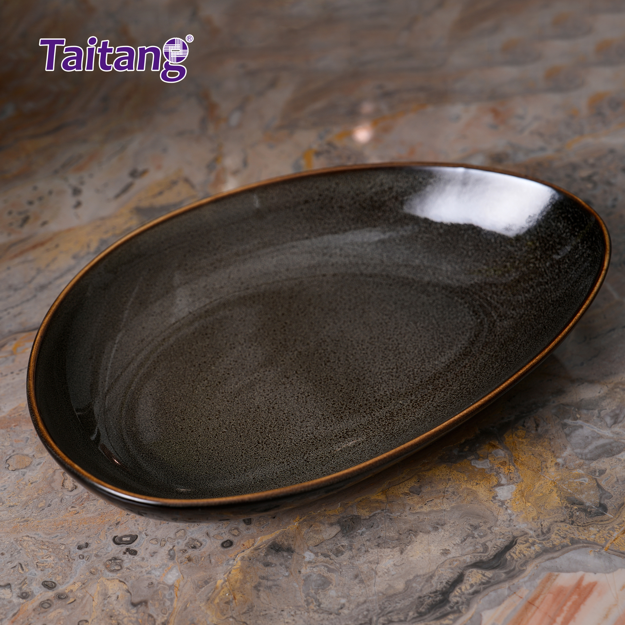 色釉窑变陶瓷餐具-10"长三角深盘