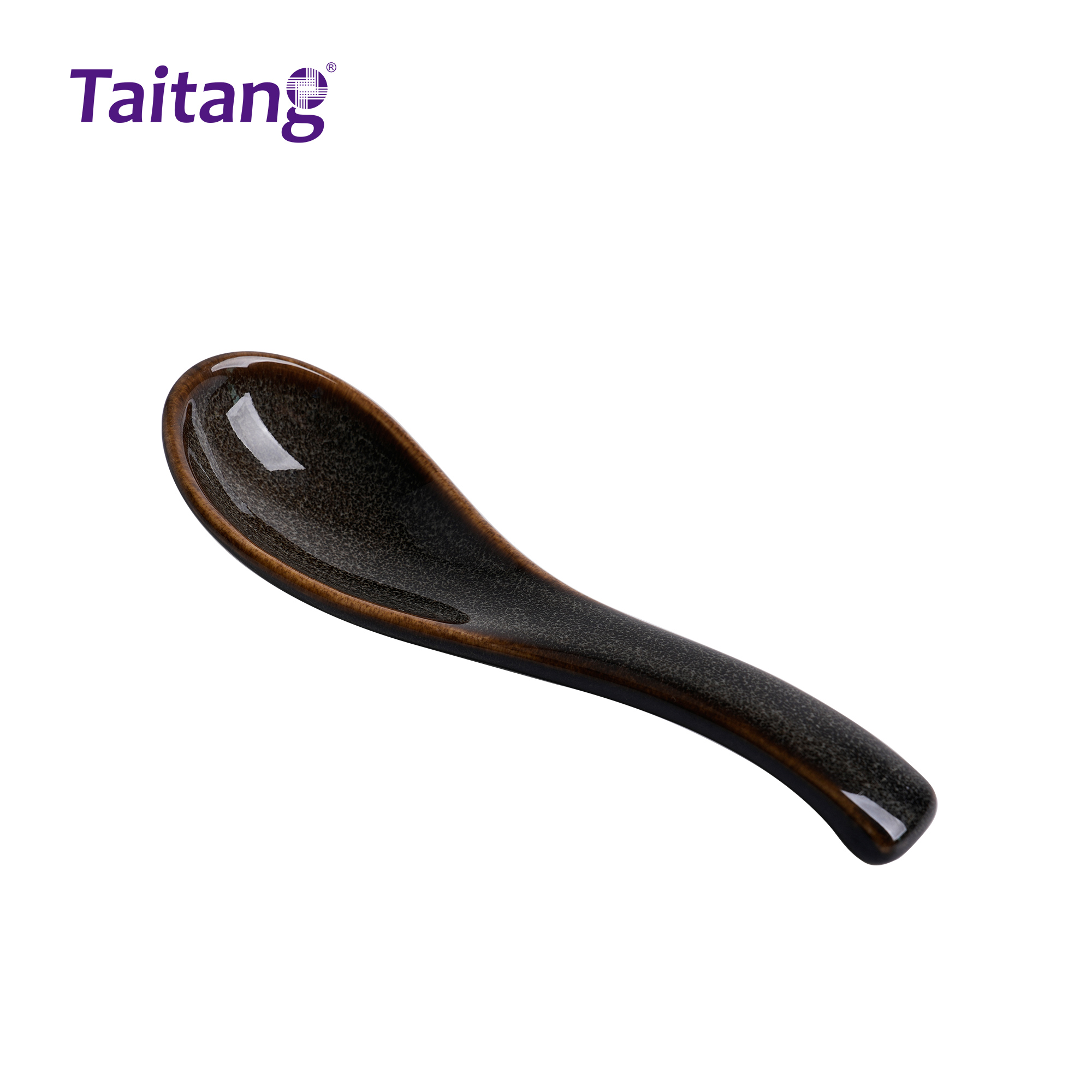 色釉窑变陶瓷餐具-三弯勺14cm