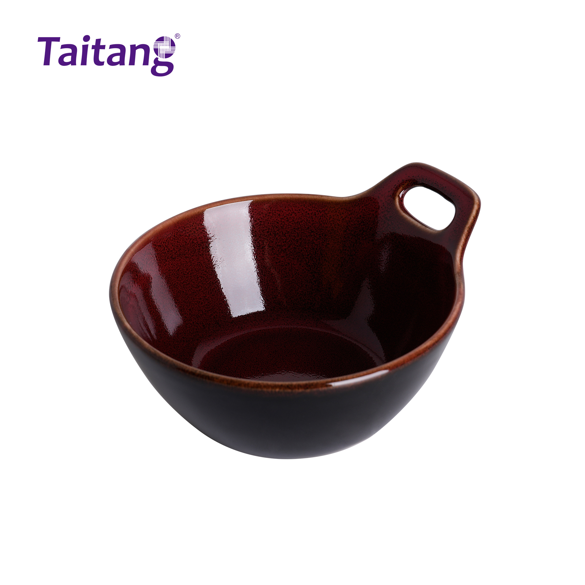 色釉窑变陶瓷餐具-单柄沙拉碗